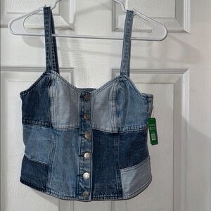 GAP Light Blue Smocked Denim Top - Small